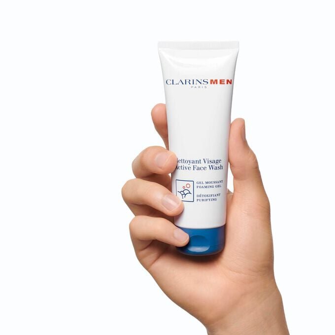 ClarinsMen Active Face Wash: gel limpiador facial suave, purificante y espumoso para hombres