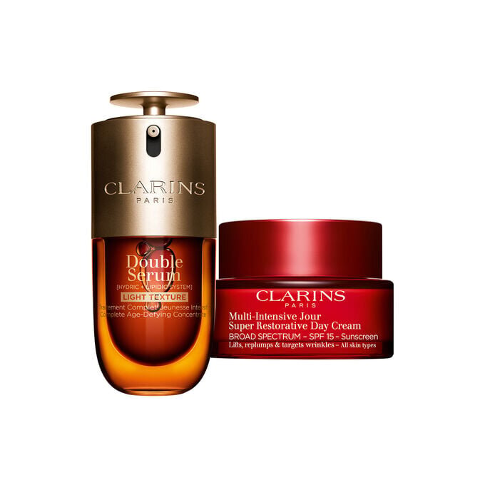 Double Serum Light y Crema de Día Super Restorative con SPF 15 | 1 oz Double Serum Light y Crema de Día Super Restorative con SPF 15 | Dúo de sérum antienvejecimiento y crema hidratante