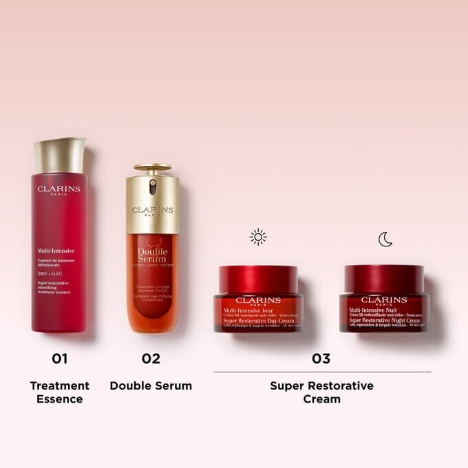 Esencia facial de tratamiento suavizante y Super Restorative: esencia hidratante y reparadora para el rostro