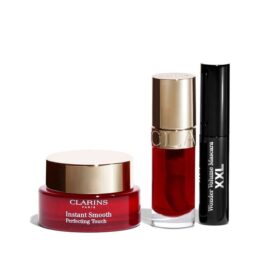 Kit de maquillaje imprescindible de Clarins | Set de prebase para el rostro, aceite para los labios y máscara de pestañas | Imprescindibles para tu rutina de maquillaje
