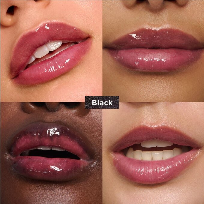 Lip Comfort Oil en negro y blanco con brillo
