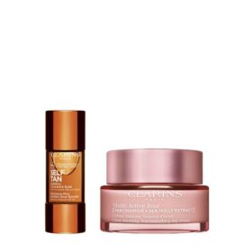 Productos esenciales para el bronceado del rostro: gotas autobronceadoras para el rostro y crema hidratante de día Multi-Active