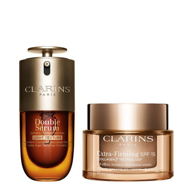 Set de Double Serum Light y crema Extra-Firming con SPF | 1 oz de Double Serum y crema de día Extra-Firming SPF 15 | Dúo de sérum antienvejecimiento y crema hidratante