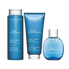Trío Eau Ressourçante: gel de ducha, loción para el cuerpo y fragancia